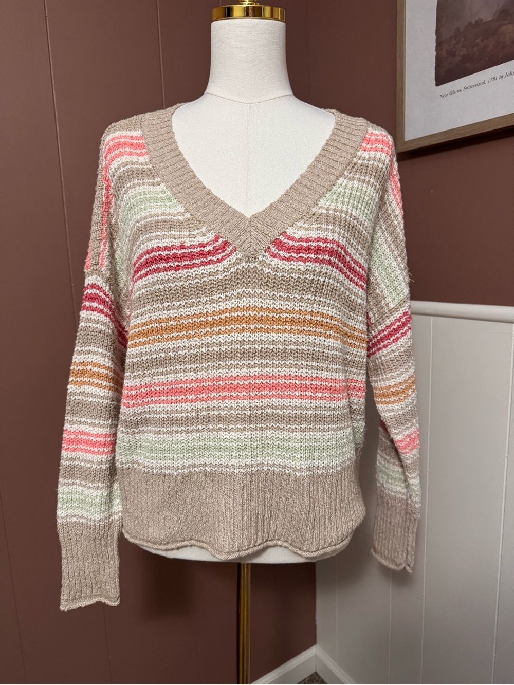 NWT American Eagle Cotton Blend Striped Knit Sweater